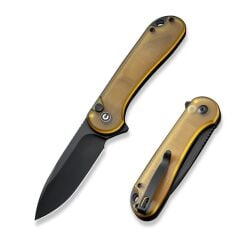 Civivi Button Lock Elementum II Flipper Knife Ultem Amber & Black Handle Çakı