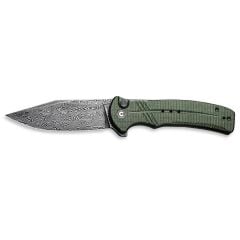 Civivi Cogent Flipper & Button Lock Knife Damascus Green Micarta Handle Çakı