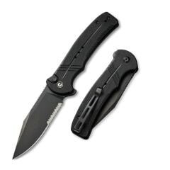 Civivi Cogent Flipper & Button Lock Knife Blackwashed Serrated Black G10 Handle Çakı