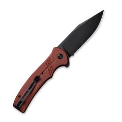 Civivi Cogent Flipper & Button Lock Knife Blackwashed Serrated  Burgundy G10 Handle Çakı