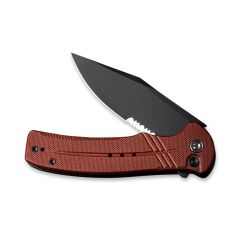 Civivi Cogent Flipper & Button Lock Knife Blackwashed Serrated  Burgundy G10 Handle Çakı