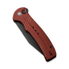 Civivi Cogent Flipper & Button Lock Knife Blackwashed Serrated  Burgundy G10 Handle Çakı