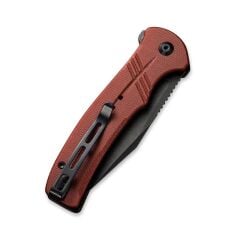 Civivi Cogent Flipper & Button Lock Knife Blackwashed Serrated  Burgundy G10 Handle Çakı