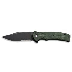 Civivi Cogent Flipper & Button Lock Knife Blackwashed Serrated  Green Micarta Handle Çakı