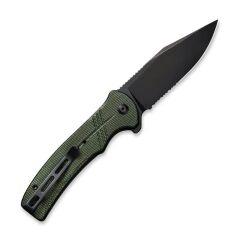 Civivi Cogent Flipper & Button Lock Knife Blackwashed Serrated  Green Micarta Handle Çakı