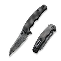 Civivi P87 Folder Flipper Knife Damascus Carbon Fiber Handle Çakı