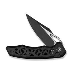 Civivi Anaaki Flipper & Thumb Hole & Button Lock Knife All Black Aluminum Handle Çakı