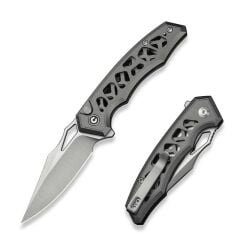Civivi Anaaki Flipper & Thumb Hole & Button Lock Knife Gray Aluminum Handle Çakı
