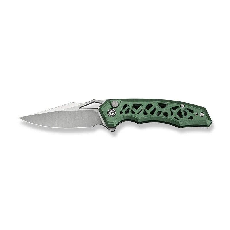 Civivi Anaaki Flipper & Thumb Hole & Button Lock Knife Green Aluminum Handle Çakı