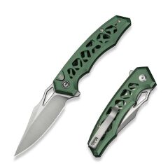 Civivi Anaaki Flipper & Thumb Hole & Button Lock Knife Green Aluminum Handle Çakı