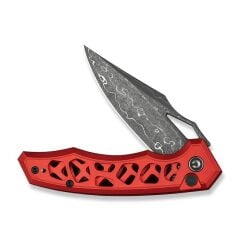 Civivi Anaaki Flipper & Thumb Hole & Button Lock Damascus Knife Aluminum Handle Çakı