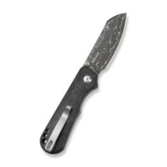 Civivi Crabby Thumb Stud Knife Damascus Shredded Carbon Fiber Handle Çakı