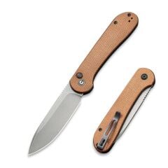 Civivi Button Lock Elementum Pocket Knife Brown Micarta Handle Çakı