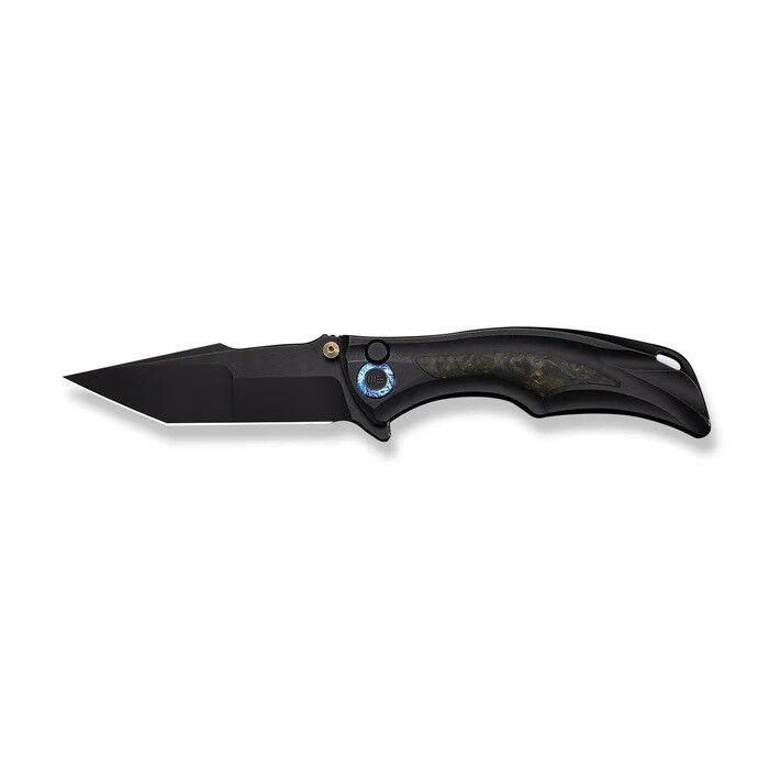 We Knife Tighe Down Black Titanium Integral Handle With Black & Yellow Carbon Fiber Inlay Black Stonewashed Bohler M390 Blade Tanto Çakı
