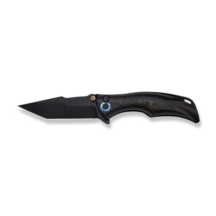 We Knife Tighe Down Black Titanium Integral Handle With Black & Yellow Carbon Fiber Inlay Black Stonewashed Bohler M390 Blade Tanto Çakı