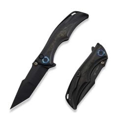 We Knife Tighe Down Black Titanium Integral Handle With Black & Yellow Carbon Fiber Inlay Black Stonewashed Bohler M390 Blade Tanto Çakı