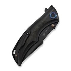 We Knife Tighe Down Black Titanium Integral Handle With Black & Yellow Carbon Fiber Inlay Black Stonewashed Bohler M390 Blade Tanto Çakı