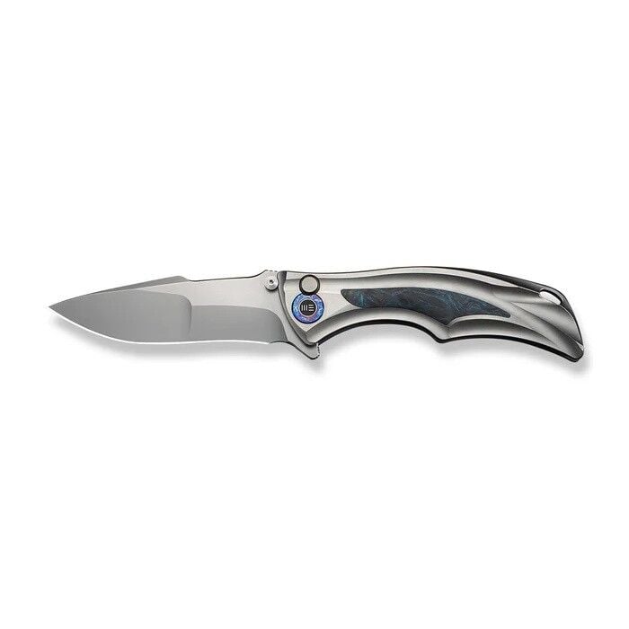 We Knife Tighe Down Gray Titanium Integral Handle With Black & Blue Carbon Fiber Inlay Stonewashed Bohler M390 Blade Drop Point Çakı