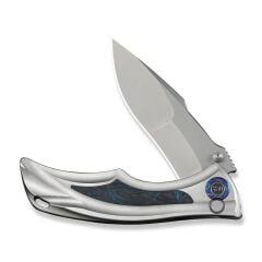We Knife Tighe Down Gray Titanium Integral Handle With Black & Blue Carbon Fiber Inlay Stonewashed Bohler M390 Blade Drop Point Çakı