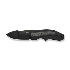 We Knife Coral Black Titanium Handle With Aluminum Foil Carbon Fiber Inlay Black Stonewashed CPM 20CV Blade Çakı
