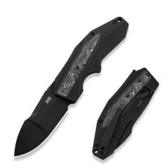 We Knife Coral Black Titanium Handle With Aluminum Foil Carbon Fiber Inlay Black Stonewashed CPM 20CV Blade Çakı