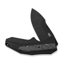 We Knife Coral Black Titanium Handle With Aluminum Foil Carbon Fiber Inlay Black Stonewashed CPM 20CV Blade Çakı