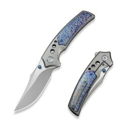 We Knife Skynix Gray Titanium Handle With Flamed Titanium Inlay Stonewashed Bohler M390 Blade Satin Flat Çakı