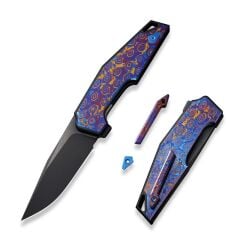 We Knife OAO (One and Only) Black Titanium Integral Handle With Timascus Inlay Black Stonewashed Bevels Black Brushed Flats CPM 20CV Blade Çakı
