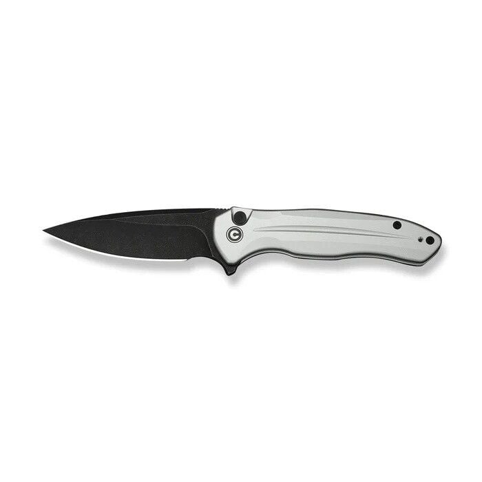 Civivi Button Lock Kitefin Silver Aluminum Handle Black Stonewashed 14C28N Blade Çakı