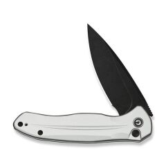 Civivi Button Lock Kitefin Silver Aluminum Handle Black Stonewashed 14C28N Blade Çakı