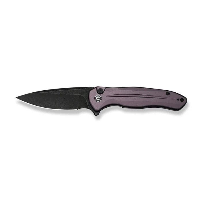 Civivi Button Lock Kitefin Purple Aluminum Handle Black Stonewashed 14C28N Blade Çakı