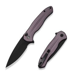 Civivi Button Lock Kitefin Purple Aluminum Handle Black Stonewashed 14C28N Blade Çakı