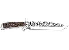 Bora 504 Büyük Shogun Geyik Boynuzu Sap Gravürlü Bıçak