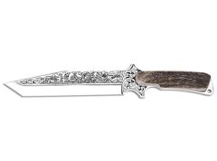 Bora 504 Büyük Shogun Geyik Boynuzu Sap Gravürlü Bıçak