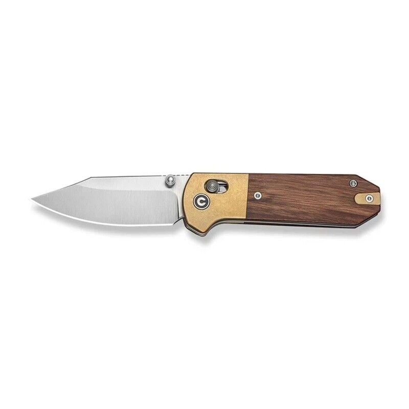 Civivi Yonder Clip Point Guibourtia Wood Handle And Stonewashed Brass Bolsters Satin Finished 14C28N Blade Çakı