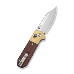 Civivi Yonder Clip Point Guibourtia Wood Handle And Stonewashed Brass Bolsters Satin Finished 14C28N Blade Çakı