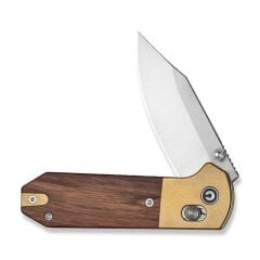 Civivi Yonder Clip Point Guibourtia Wood Handle And Stonewashed Brass Bolsters Satin Finished 14C28N Blade Çakı