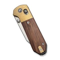 Civivi Yonder Clip Point Guibourtia Wood Handle And Stonewashed Brass Bolsters Satin Finished 14C28N Blade Çakı