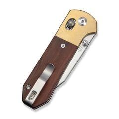 Civivi Yonder Clip Point Guibourtia Wood Handle And Stonewashed Brass Bolsters Satin Finished 14C28N Blade Çakı
