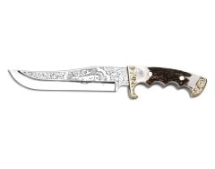 Bora 509 Black Bear Geyik Boynuzu Sap Gravürlü Bıçak