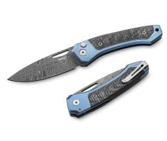 Lionsteel Twain Damascus - Blue Titanium / Carbon Fiber Çakı