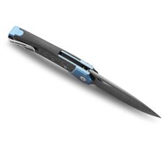 Lionsteel Twain Damascus - Blue Titanium / Carbon Fiber Çakı