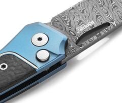 Lionsteel Twain Damascus - Blue Titanium / Carbon Fiber Çakı