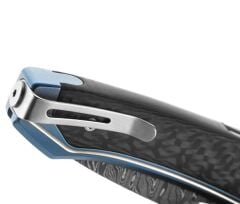 Lionsteel Twain Damascus - Blue Titanium / Carbon Fiber Çakı