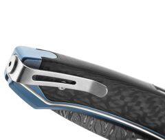 Lionsteel Twain Damascus - Blue Titanium / Carbon Fiber Çakı