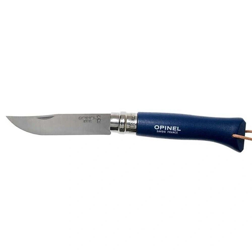 Opinel Inox No 8 Deri Kılıflı Paslanmaz Çakı (Mavi)