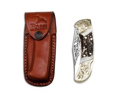 Bora 206 Büyük Boy Geyik Boynuzu Saplı Gravürlü Çakı