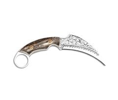Bora 320 Karambit Geyik Boynuzu Saplı Gravürlü Bıçak