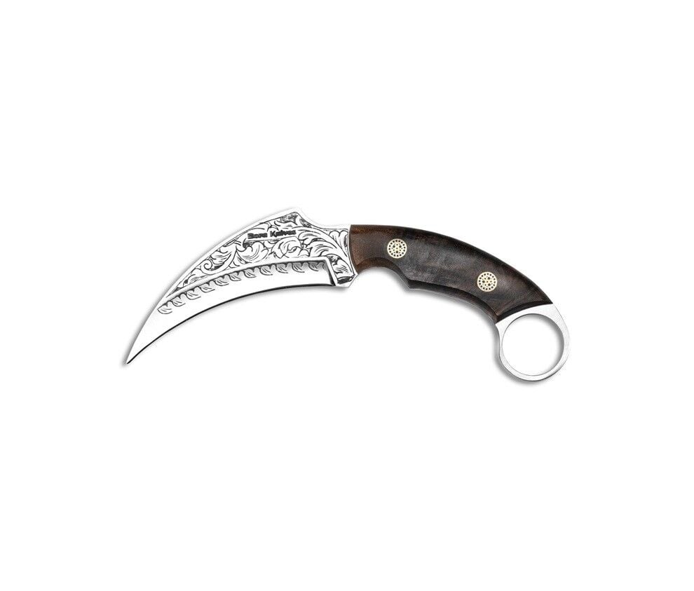 Bora 320 Karambit Kök Ceviz Saplı Gravürlü Bıçak