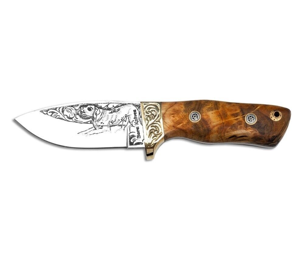 Bora 421 Küçük Wild Boar Stabilize Saplı Pointer Köpek Gravürlü Bıçak
